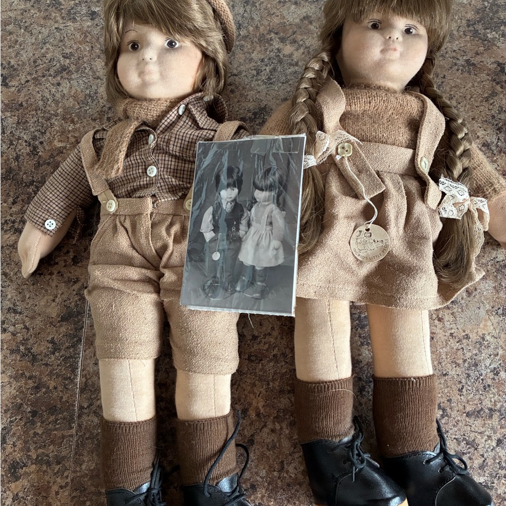 Charming Ingrid’s little people  Brown and Tan Kids Dolls Set